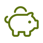 Icon symbolizing a piggy bank.